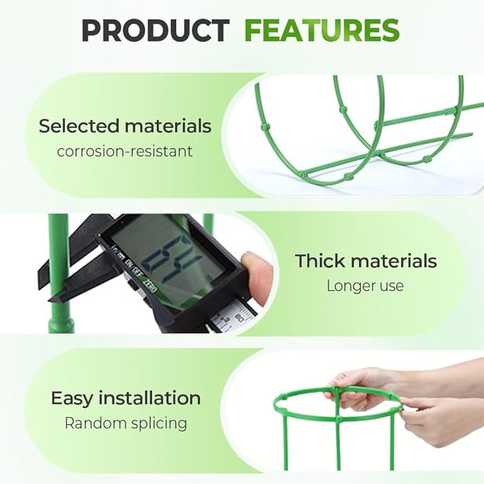 Plant Support Cage, Adjustable Height Garden Stakes for Tomato, Peony, Hydrangea, Snake Plant, Upgraded Thickened Half-Round Plant Supports for Indoor Outdoor Climbing Vegetables & Flowers (5)