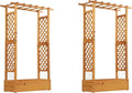 Happygrill 70" Raised Garden Bed with Trellis, 2 Pack Wood Planter Box w/Hanging Roof, 2 Side Trellises, Open-Ended Base for Flower, Climbing Plant, Plant Container for Garden