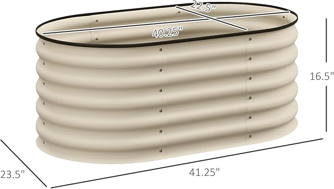 Outsunny 3.5' x 2' x 1.4' Galvanized Raised Garden Bed Kit, Outdoor Metal Elevated Planter Box with Safety Edging, Easy DIY Stock Tank for Growing Flowers, Herbs & Vegetables, Green