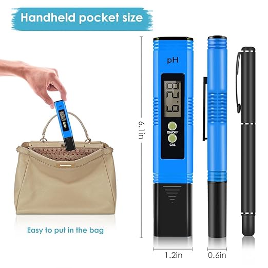 PH Meter, 0.01 High Accuracy PH Pen PH Tester for Water Hydroponics Digital, Digital PH Meter Pocket Size with 0-14 PH Measurement Range, PH Tester for Water, Aquaculture, Lab and Pool