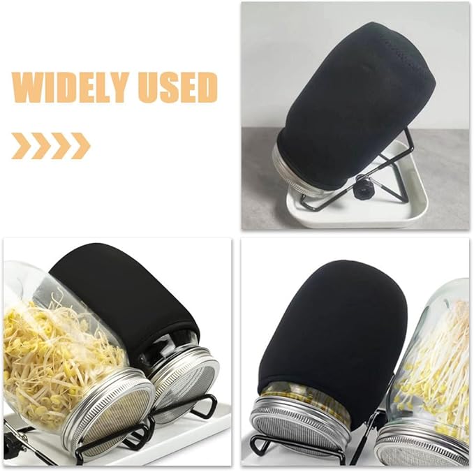 BESPORTBLE Sprouting Mason Jar Cover: 6 Pcs Black Mason Jar Sleeves for Sprouting, Hydroponic Container Covers Blackout Sleeves for Home Gardening and Seed Germination