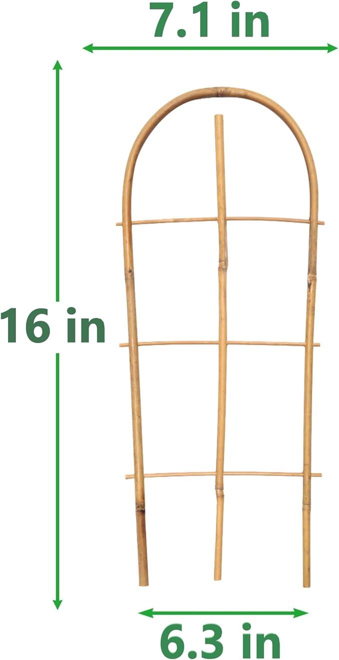 SWANGSA 10 Pack Bamboo Trellis for Climbing Plants, 16" U-Shape Bamboo Plant Trellis, Garden Trellis for Climbing Plants, Outdoor and Indoor Potted Plants, House Plants