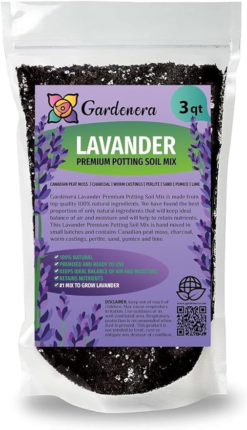 Gardenera Lavender Potting Mix - Provide Your Plants with The Perfect Soil Composition - 3 QUARTS