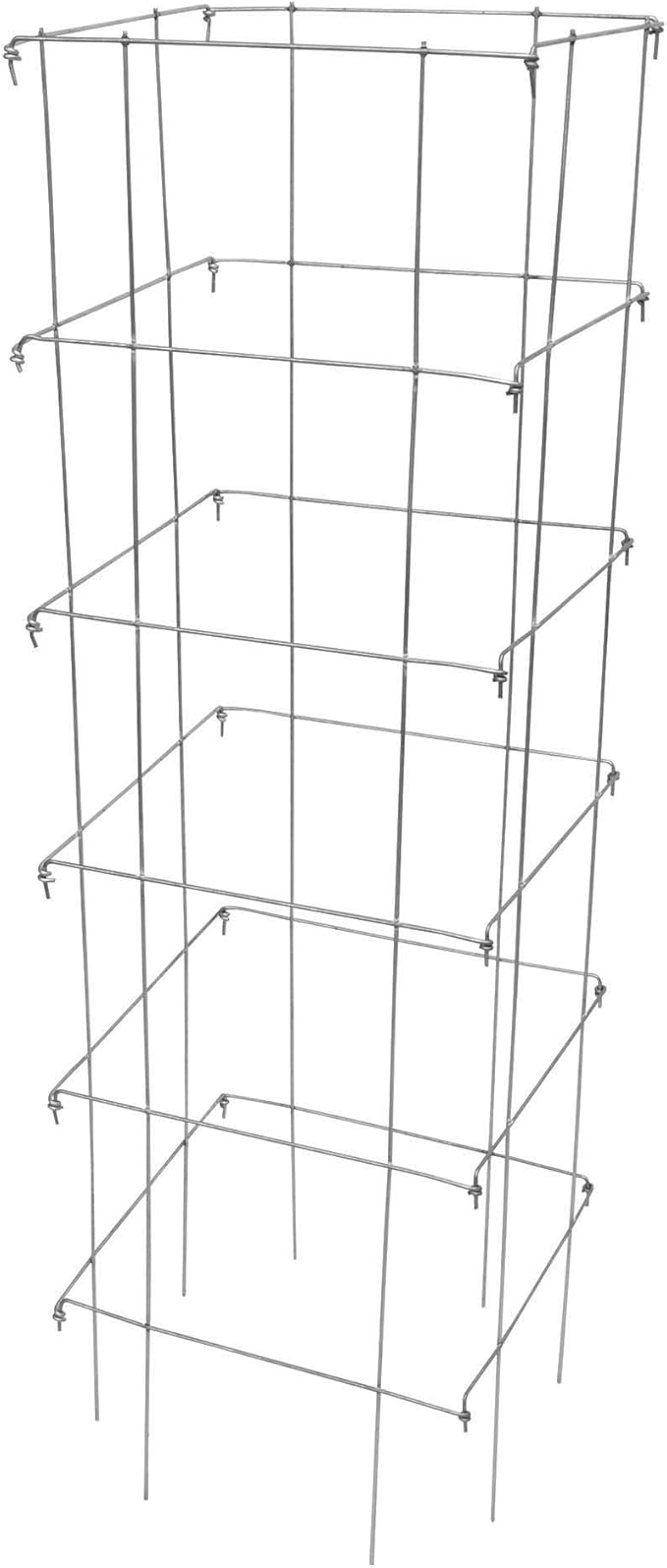 Garden Elements Square Tomato Cage, 48 Inch (Pack of 3) - Heavy Duty Galvanized Steel Plant Support, Collapsible Garden Trellis with 8-Leg Stability for Climbing Vegetables & Vines