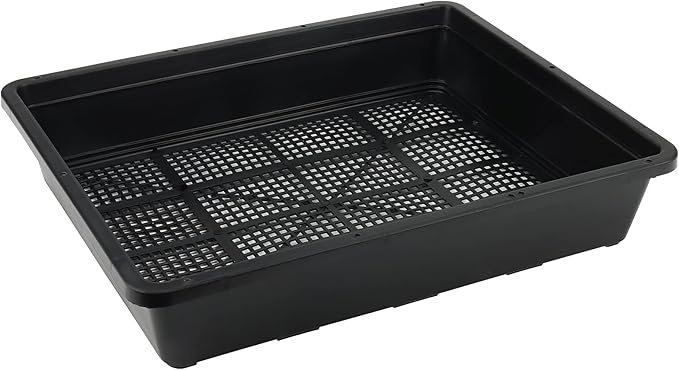 14 Pack 15 x 12 Inch Seed Starter Trays, Plastic Garden Mesh Bottom Plant Germination Trays, Black Growing Tray for Seedling, Microgreen, Soil Blocks, Wheatgrass, Hydroponic and Fodder Systems