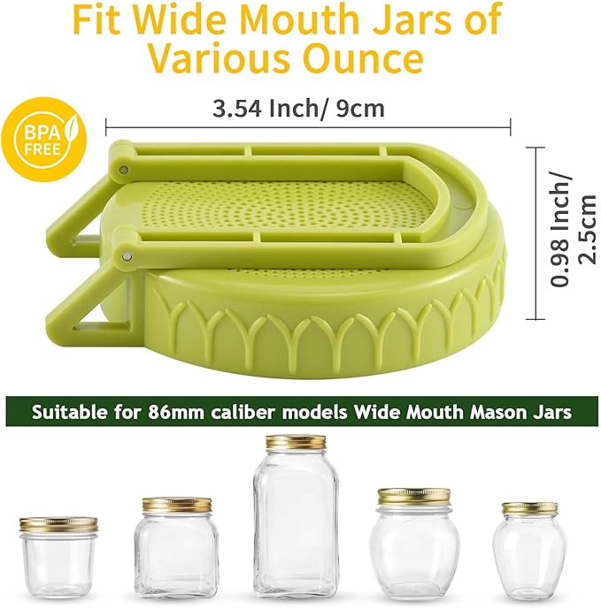 Happyiren 4-Pack Sprouting Lids for Wide-Mouth Mason Jars, BPA-Free One-Piece Design with Stand for Seed Germination, Ideal for Bean and Alfalfa Sprouts