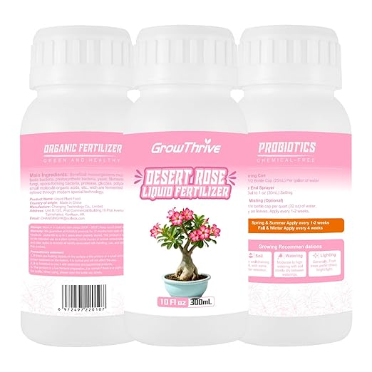 Desert Rose Liquid Fertilizer – Natural Probiotic Plant Food for Adenium, 10 oz Bottle with Measuring Cap, Organic Nutrient Boost for Greener Leaves, Strong Roots & Vibrant Blooms