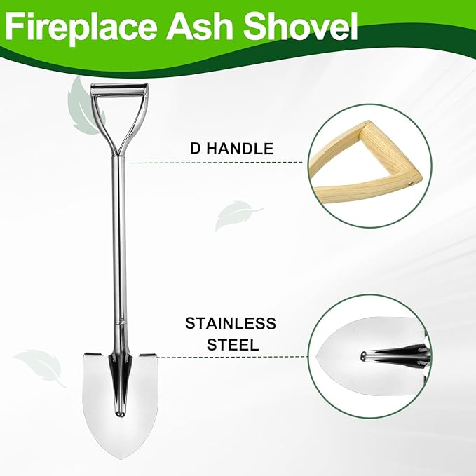 HARFINGTON Digging Shovel 31.7 x 6.5 Stainless Steel Round Spade Shovel with D Handle for Camping Gardening Beach