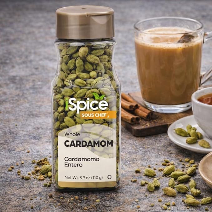 iSpice Cardamom Seeds Whole (3.9 Oz) 110g | Cardamom Pods Whole Pure And Fresh | Kosher | Aromatic Essential Kitchen Herbs