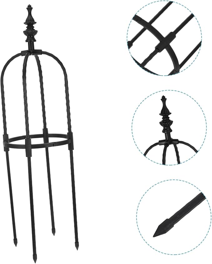 Outdoor Metal Climbing Plant Support Trellis with Secure Ground Cap for Stable Rose and Vine Growth Garden Obelisk