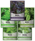 Gardeners Basics, Basil Seeds for Planting Home Garden Herbs - 5 Variety Herb Pack Thai, Lemon, Cinnamon, Sweet and Dark Opal Basil Seeds Herb Seeds for Indoors, Outdoors, Hydroponics & Aquaponic
