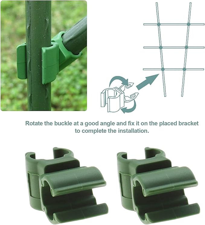 100X Plant Trellis Cane Connector, Climbing Rattan Stent Accessories Plant Connector Stake Clip for Garden Orchard Tomato Cage 11mm (7/16 inch)