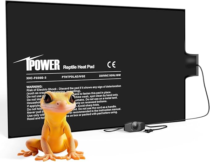 iPower 8x12 Inch Reptile Heating Pad with Adjustable Controller Knob, Under Tank Heater Mat for Turtles, Lizards, Snakes, Amphibians & Small Pets