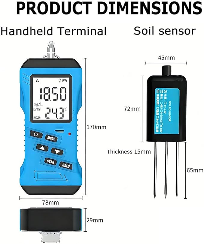High Accuracy Digital Sensitive Soil Fertility Test,7 in 1 Soil Tester, Nitrogen,Phosphorus,Potassium Npk Tester,Ph Moisture, Nutrient Conductivity, Ec Meter