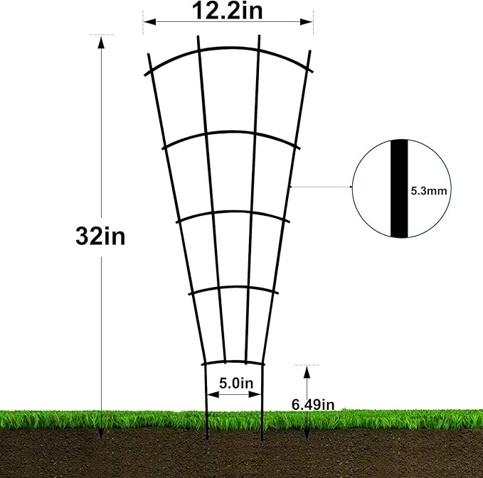 4 Pack 32'' Indoor Plant Trellis for Potted Plants, Metal Garden Trellis for Climbing Plants Outdoor, Black Coated Flower Pot Trellis for Climbing Plants Houseplants Vine Ivy
