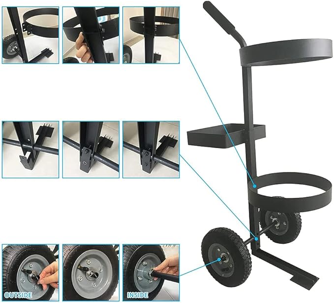 Yeeoy Rolling Garden Cart, Heavy Duty Lawn Yard Tool Cart, Mobile Gardening Cart Outdoor Beach Trolley Bucket Cart with 5 Gallon Bucket Oxford Bag for Tool Organizer