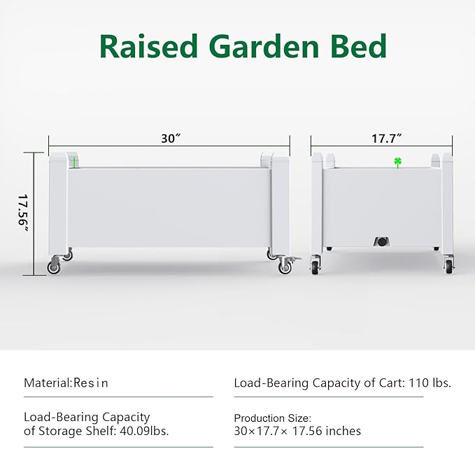 Elevated Raised Garden Bed with Legs,Outdoor Large Resin Patio Planter Box Stand Divisible with Drain Plug,Water Monitor for Plants Vegetables Flowers Fruits(Ashen)