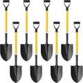 8 Packs Heavy Duty Digging Shovel Long Metal Shovel with Comfortable D Handle, Trenching Digging Spade for Garden Landscaping Construction, Snow Beach Sand (Water Drop)