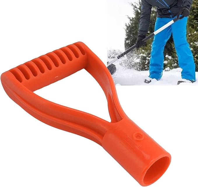 Fdit Gardening Shovels,Spade Handle Plastic 32mm Inner Diameter D Grip Handle Shovel Handle Replacement for Snow Shovel Digging Raking (Orange)