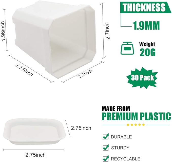 foxany 30 Pcs 3" Plants Nursery Pot, Thick Plastic Square Colorful Flower Planting Pots, Plant Seedling Pots, Seed Starting Pots with Saucers - Multi 30 Pcs