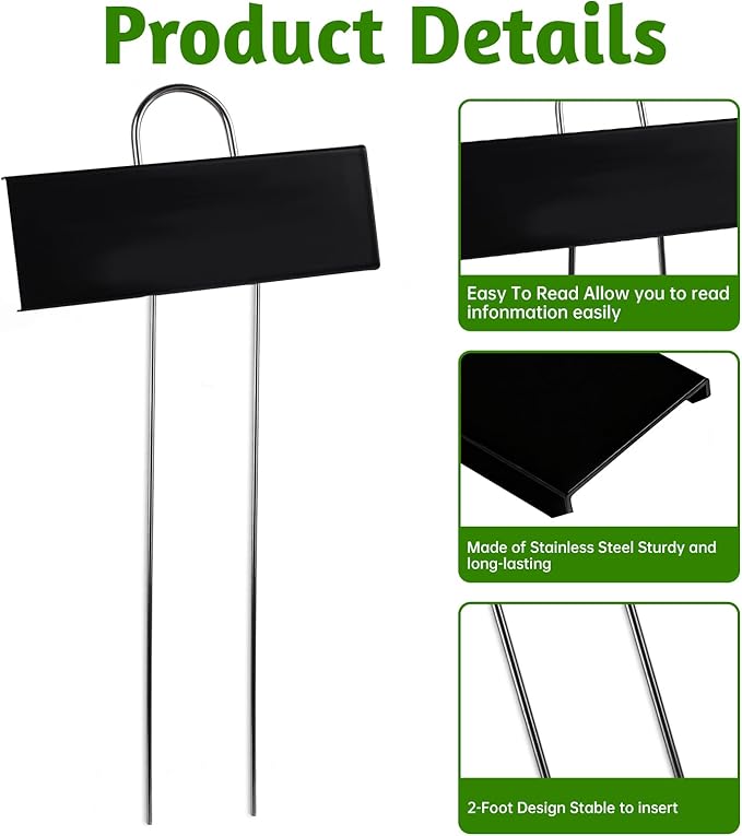 20 PCS Metal Plant Labels for Outdoor Garden Weatherproof, Reusable Metal Plant Markers, for Plants Herb Seedlings Flowers (Black)