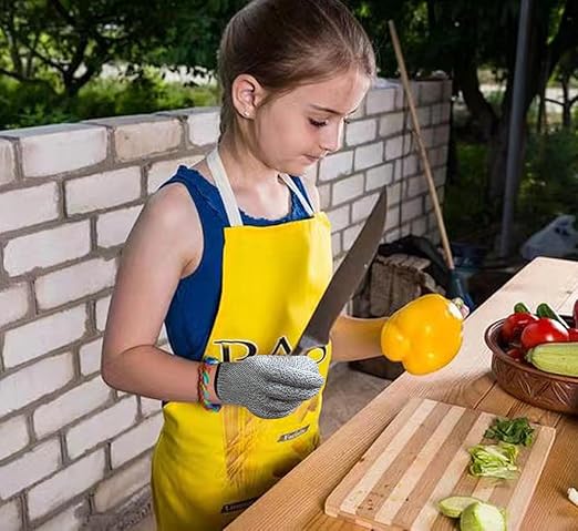 2 Pairs Cut Resistant Gloves for Kids 7-9 Years, Level 5 Protection Cutting Gloves Food Grade for Cooking, Whittling, Wood Carving, Gardening and DIY(Green-XXS)