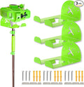 Upgraded Trimmer Rack Wall Mount - 8" Heavy Duty Weed Eater Hanger for Garage Wall, Garden Power Tool Holder Organizer Hooks for Grass Trimmer, Hedge Trimmer, Leaf Blower and Chainsaw, Green, 3 Pack