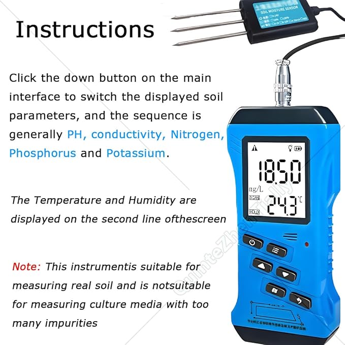 High Accuracy Digital Sensitive 7-In-1 Npk Meter,Multifunctional Soil Fertility Tester,Soil Ph Meter for Garden,Phosphorus,Nitrogen,Potassium Npk Tester,Moisture,Nutrient Conductivity