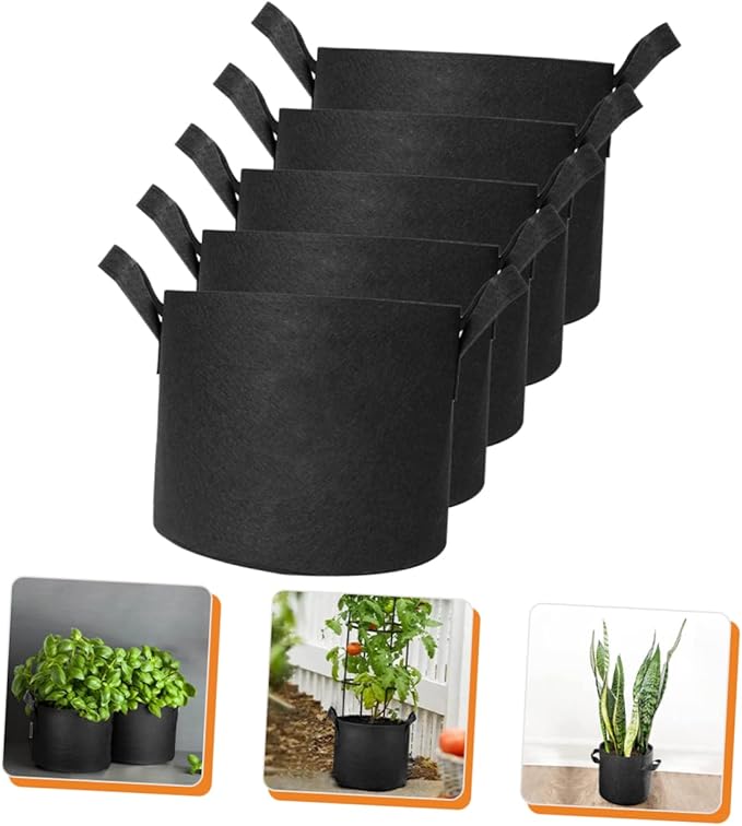 BESPORTBLE 5pcs Non-Woven Planting Bags Breathable Grow Bags for Indoor and Outdoor Use for Vegetables Flowers and