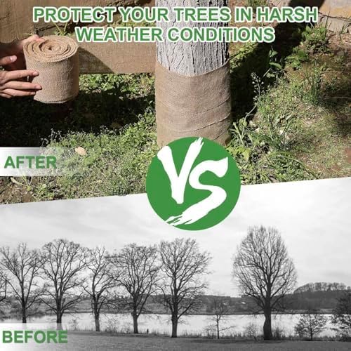 Agfabric Natural Burlap Fabric Roll,50 inch X 8 Feet Tree Wraps for Winter,Burlap Plant Covers for Trees and Shrubs Winter Protection,Garden Fabric