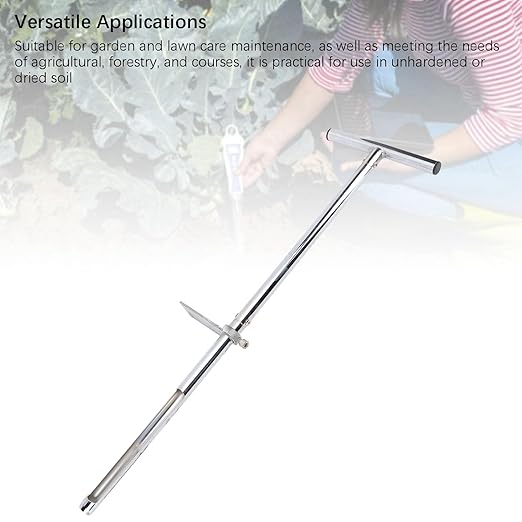 Soil Probe 35 Inch with 2 Bags, Soil Test Kits, T Handle Soil Sampler Probe Rod with Pedal, for Lawn Plant Garden Farm Soil Sampling
