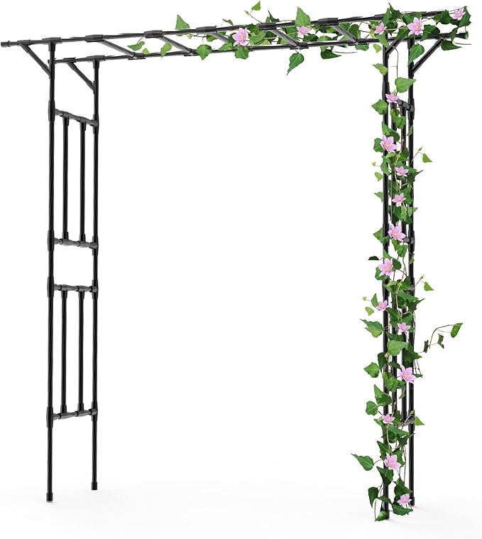 Garden Arch Trellis - 78.7" L×85.4" H Flat Top Garden Arch, Sturdy and Rustproof Garden Arch Trellis for Climbing Plants Outdoor, Arbor Trellis for Backyard, Patio, Lawn, Wedding