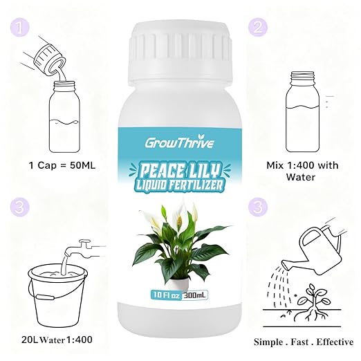 10oz Liquid Peace Lily Fertilizer & Organic Plant Food | Chemical-Free Microbial Probiotic Nutrients for Indoor Houseplants & Spathiphyllum