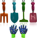 Kids Gardening Tools Gloves Set: 4 Cute Shovel Spade for Kid Garden Work with 1 Toddler Gloves for Teen Boy Girls