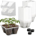 80 Pack Reusable 4-Cell Clear Seed Starter Trays - Extra Large Drainage Holes, Easy Transplant, Clear Transparent Tray for Root Observation, Seed Starting, Fits Standard 1020 Flats