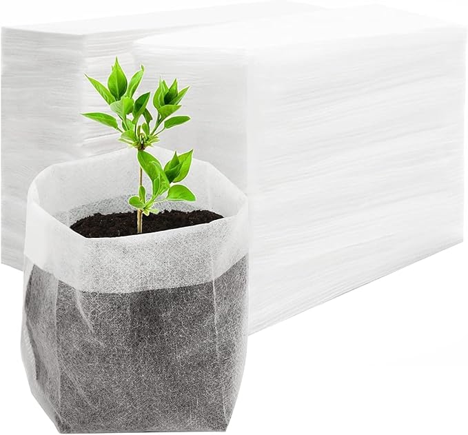 Fabric Plant Grow Bags - 200pcs Seed Starter Planting Bags Seedling Pots 5.5x6.3 inches, Nursery Pots for Plants