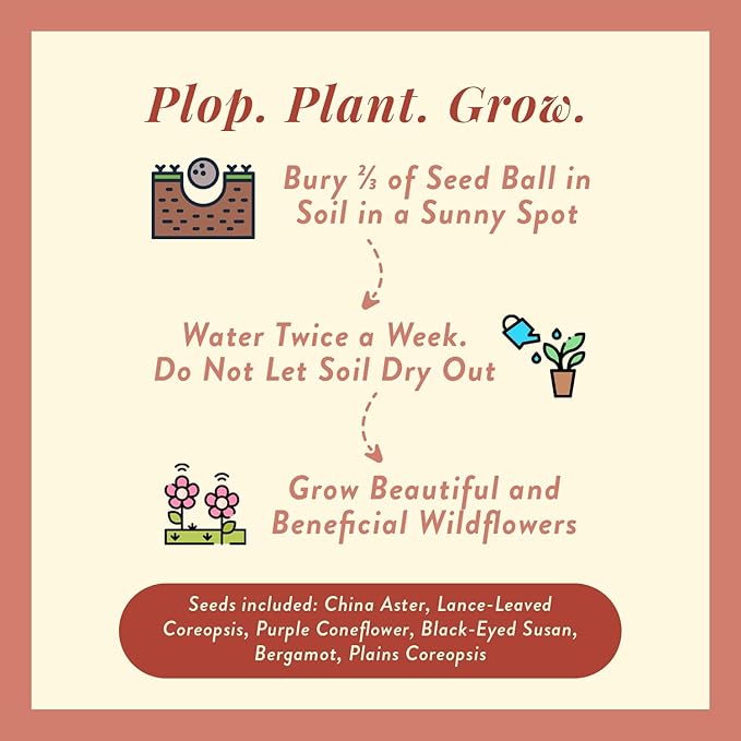 Modern Sprout Wildflower Seed Ball Poop - Easter Basket Essentials - Non-GMO Hand-Rolled Clay Seed Bombs with Wildflower Seeds - Gardening Gift Set for Kids & Adults - (Jingle Plop - Pack of 3)