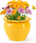 8in Self Watering Terracotta Planter - Yellow Ceramic Pot Maintenance Plant Seeder Planter for Indoor Plants African Violet
