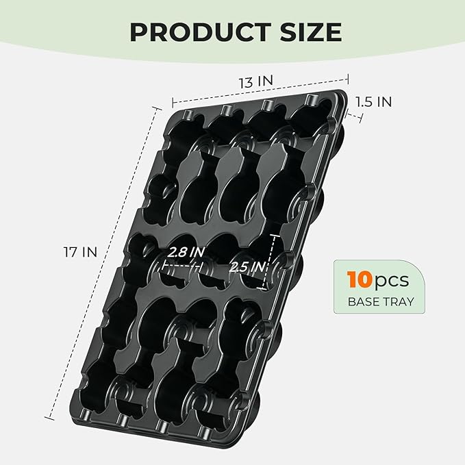 homenote 3 Inch Seed Starting Trays 10 Pack, 20-Cell Seedling Starter Trays for Indoor Outdoor Growing, Plant Starter Germination Trays for Pots Seedlings Compatible with 3" Nursery Pots