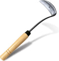 Grass Sickle Japanese Weeding Hoe Garden Hand Tool Weeding Tools for Garden High-Strength Steel with Solid Wood Handle (Grey)