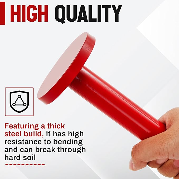 48 Inch Tamping and Digging Bar Steel Bars Post Hole Digger Tamping Bar (Shovel Shape, Red)