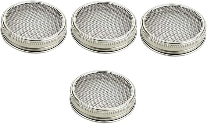 BESPORTBLE 4pcs 86mm Mason Jar Sprouting Lids Stainless Steel Mesh Strainer Covers Versatile Sprouting Accessories for Home Gardening and Seed Germination
