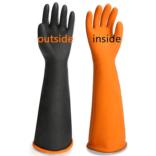 Chemical Resistant Gloves, 22" Waterproof Long Rubber Chemical Lab Gloves for Cleaning Car, Kitchen Dishwashing, Gardening, Acid Alkali Oil Protection, Industry, 3 Pairs, XXL