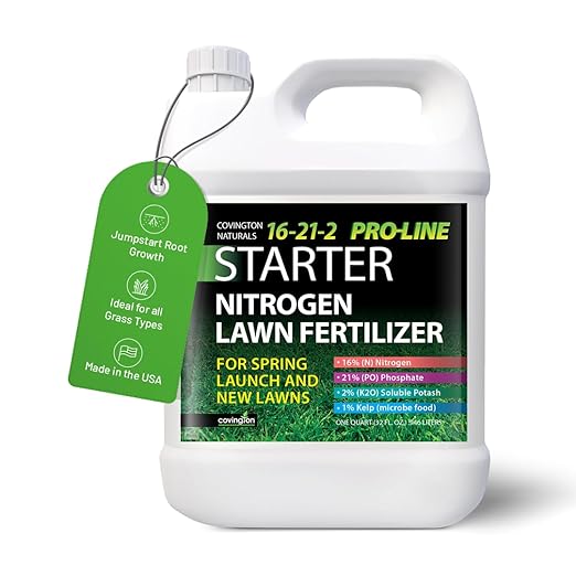Covington ProLine 16-21-2 Liquid Lawn Starter Fertilizer (32 oz) – High Phosphorus Lawn Food for Seed, Sod & Spring Grass, New Turf – Concentrated Fertilizer for Strong Root Growth & Early Green-Up