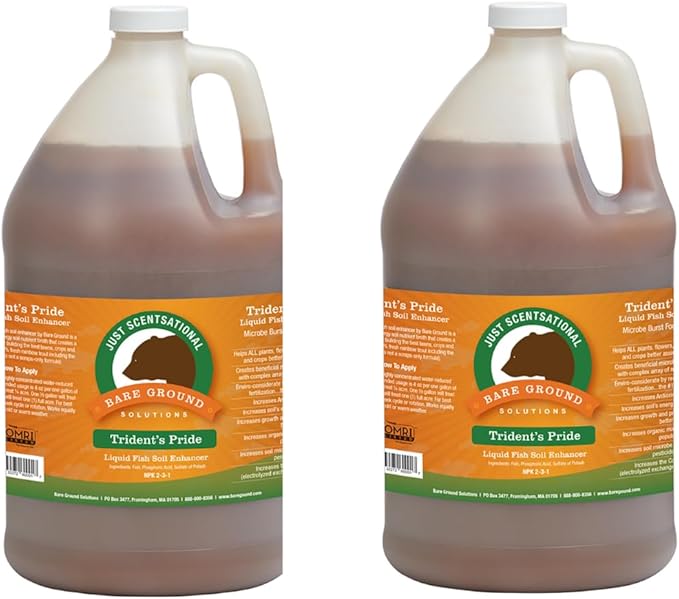 Just Scentsational Bare Ground Solutions TP-128G Trident's Pride Organic Liquid Fish Hydroponic Soil Fertilizer, 128 oz (2 Pack)