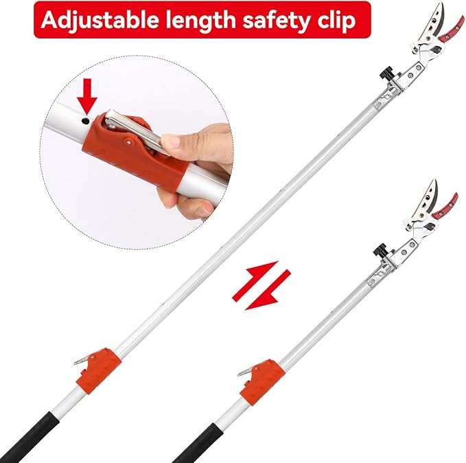 Extendable Tree Cutter, 6.23-10.5 FT Telescopic Pole Pruner, Lightweight Aluminum Handle, Teflon-Coated Blade, Cuts Up to 1/2 Inch, Ideal for Fruit Picking & Tree Branch Cutting | LFX118