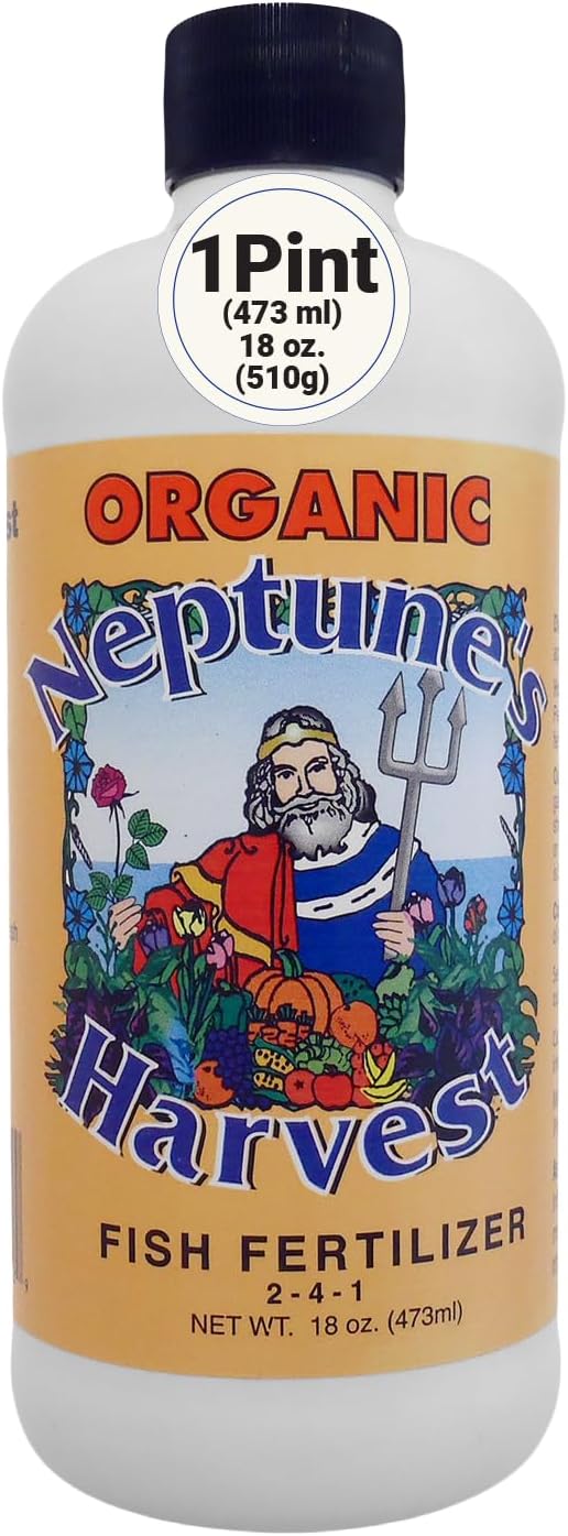 Neptune's Harvest Fish Fertilizer (2-4-1) - 18oz Pint - Organic Liquid Plant Fertilizer - Fish Hydrolysate for Vegetables, Flowers, Fruit, Trees, Grass - Indoor and Outdoor Plant Food