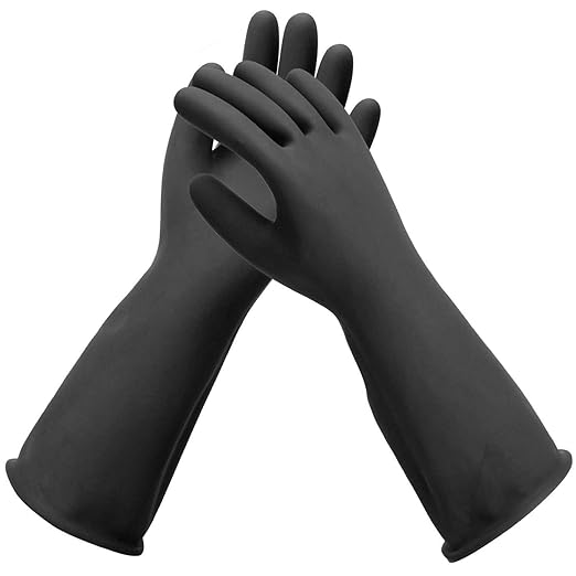 Safety Work Gloves for Men, 3 Pairs Chemical Resistant Elbow Length Gloves, Heavy Duty Rubber Industrial Glove for Cleaning Aquarium, Pool, Chemistry Laboratory, 18" Long, Extra Large