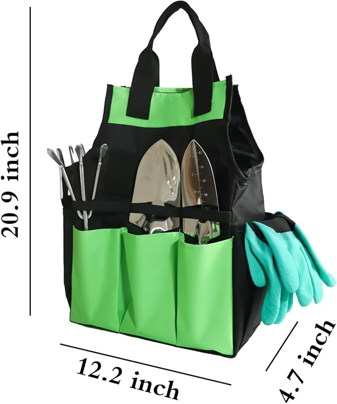 Garden Tool Bag, Large Oxford Garden Tool Organizer, Gardening Tote Bag with 8 Pockets & Handle, Gardening Tools Organizer for Indoor and Outdoor Use, Ideal Gifts for Woman Man, Tools Not Included