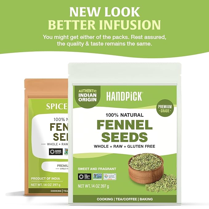 Fennel Seeds (397g/14oz) Tested for Quality | Raw Fennel Seed | Perfect for Cooking, Teas, Smoothies & Lattes | Bulk Whole Seeds in Resealable Zip Lock Pouch